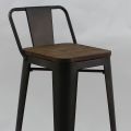 Барный стул Tolix Low Wood Elm/Gunmetal (Толикс Низкий Вуд Вяз/Графит), H-760