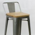 Барный стул Tolix Low Wood Oak/Galvanized (Толикс Низкий Вуд Дуб/Гальванизированный, H-760