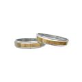 Серебряные обручальные кольца с золотыми вставками пара