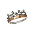 Женское серебряное кольцо с золотыми накладками - Корона
